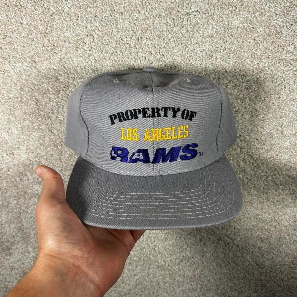 Vintage 90s Los Angeles Rams grey wool blend SnapBack hat cap AJD